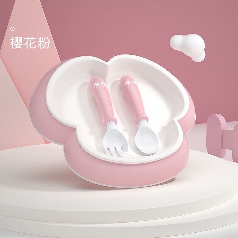 Mizuta Clover Plate Set ชุดจานอาหารเด็กจาน+ช้อนส้อม