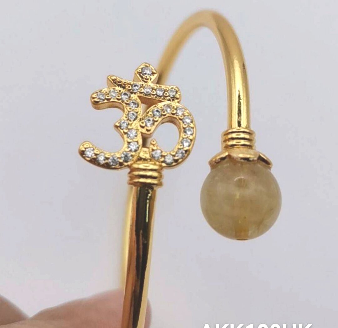 Gold Bracelet, Gold Silk Stone + Om Symbol. Wear It and It Won'T Peel Off or Turn Black. Can Be Used for Many Years. the Actual Item Is Beautiful and Exactly as Described.