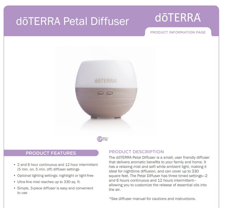 doTERRA PETAL DIFFUSER 2.0 (Aromaticall) เครื่องพ่นอโรม่า อัลตราโซนิค ...