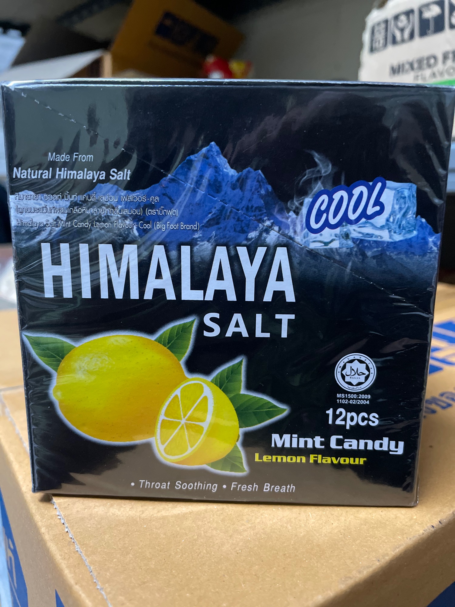 Himalaya Salt Sports Candy ลูกอมรสมินต์ผสมเกลือหิมาลายา แบบกล่อง 12 ซอง