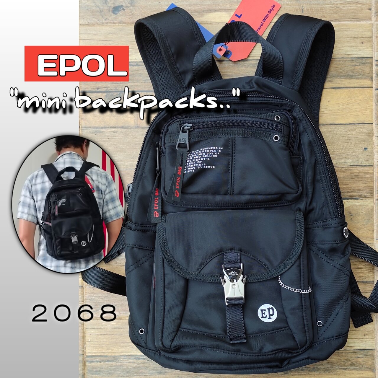 EPOL BAG รุ่นEP-2068 ใบเล็ก กระเป๋าเป้ สำหรับสะพายหลัง ราคา 1,250 บาท*ส่งฟรี