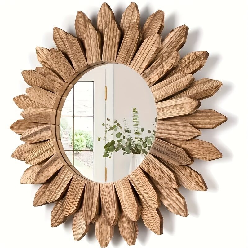 ไม้ติดผนังกระจก Sunflower Make-up Mirror Creative รอบกระจกสไตล์โบฮีเมียนห้องนอนกระจกตกแต่ง
