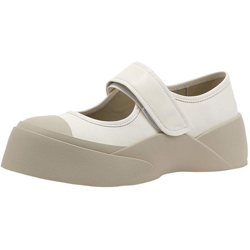 Bella Lily | Adhesive Strap Thick Sole Petite Casual White Sneakers Breathable Wide Toe Ugly Cute Shoes ราคา 3,699 บาท*ส่งฟรี