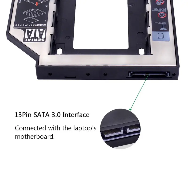 ภาพสินค้าCHIPAL 2nd HDD Caddy 9.5mm SATA 3.0 2.5'' HD Hard Disk Drive Enclosure SSD Case Box For Laptop CD-ROM DVD-ROM Optical Bay จากร้าน winn store บน Lazada ภาพที่ 4
