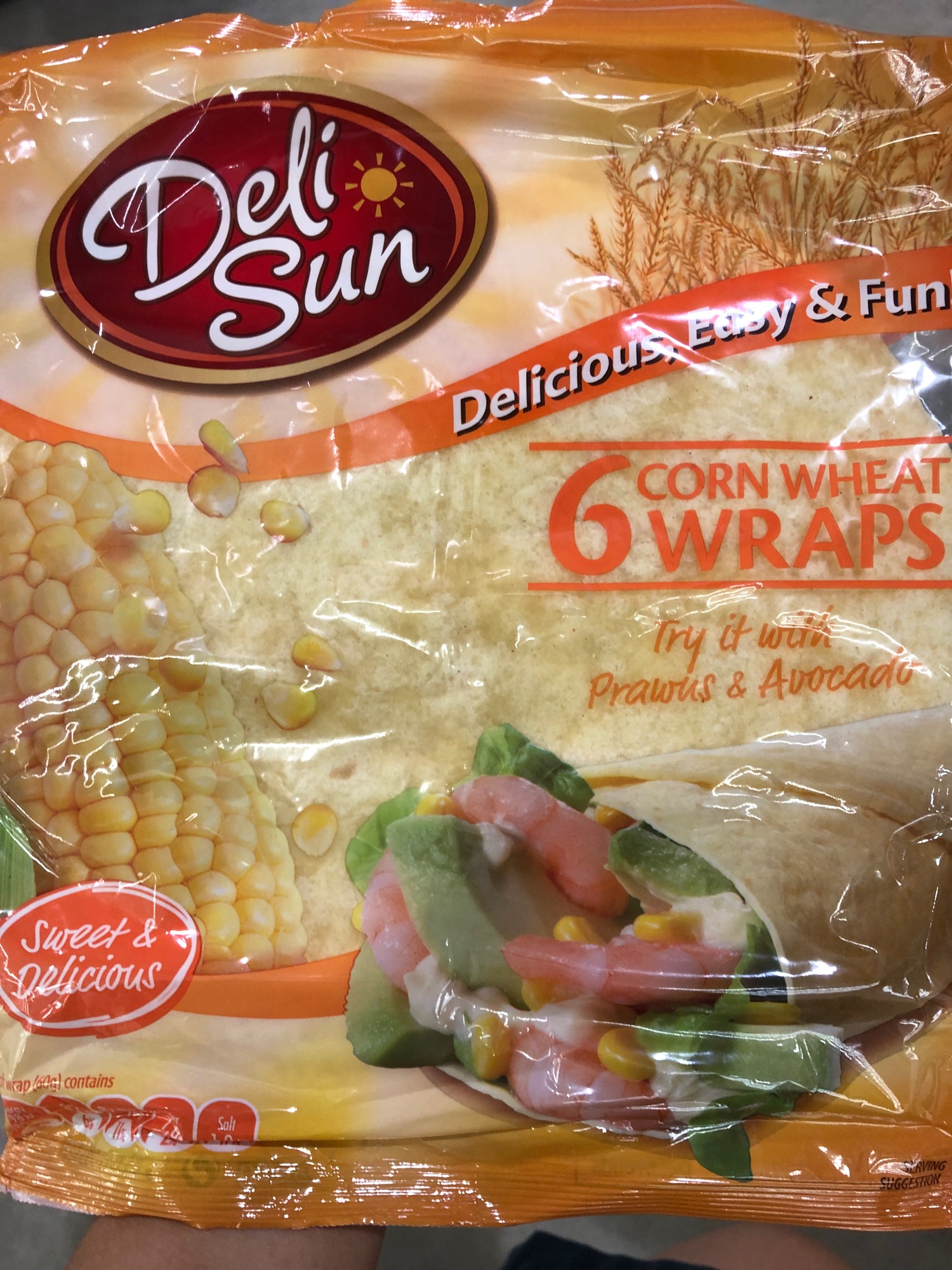 DeliSun Corn wheat แผ่นแป้งข้าวโพดตอร์ติญ่าขนาด 6 wraps