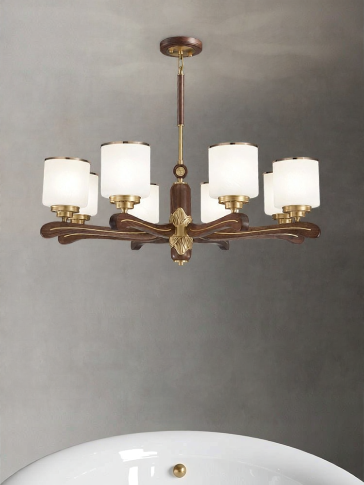 TONGXINMUYUN | New Chinese Style Solid Walnut Wood Chandelier ราคา 43,553 บาท*ส่งฟรี