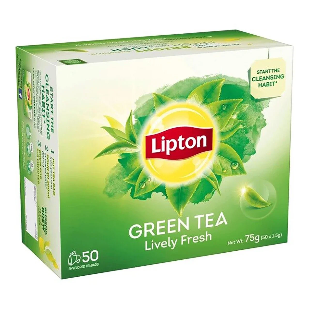 Lipton Lively Fresh Green Tea ลิปตัน ชาเขียว 1.5กรัม x 50ซอง | Lazada.co.th