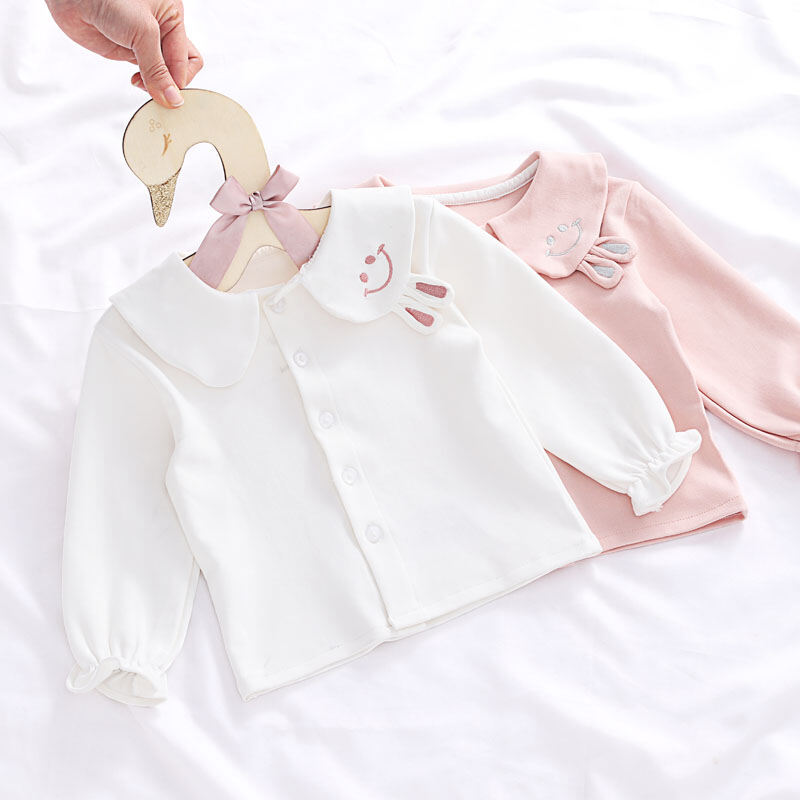 เสื้อเชิ้ตเด็กผู้หญิงเสื้อตัวในผ้าฝ้ายแท้สีพื้นสำหรับเด็ก1-3ขวบเสื้อยืดเด็กสำหรับฤดูใบไม้ผลิและฤดูใบไม้ร่วง6เดือนเสื้อแบบใหม่2024 ราคา  288 บาท*ส่งฟรี