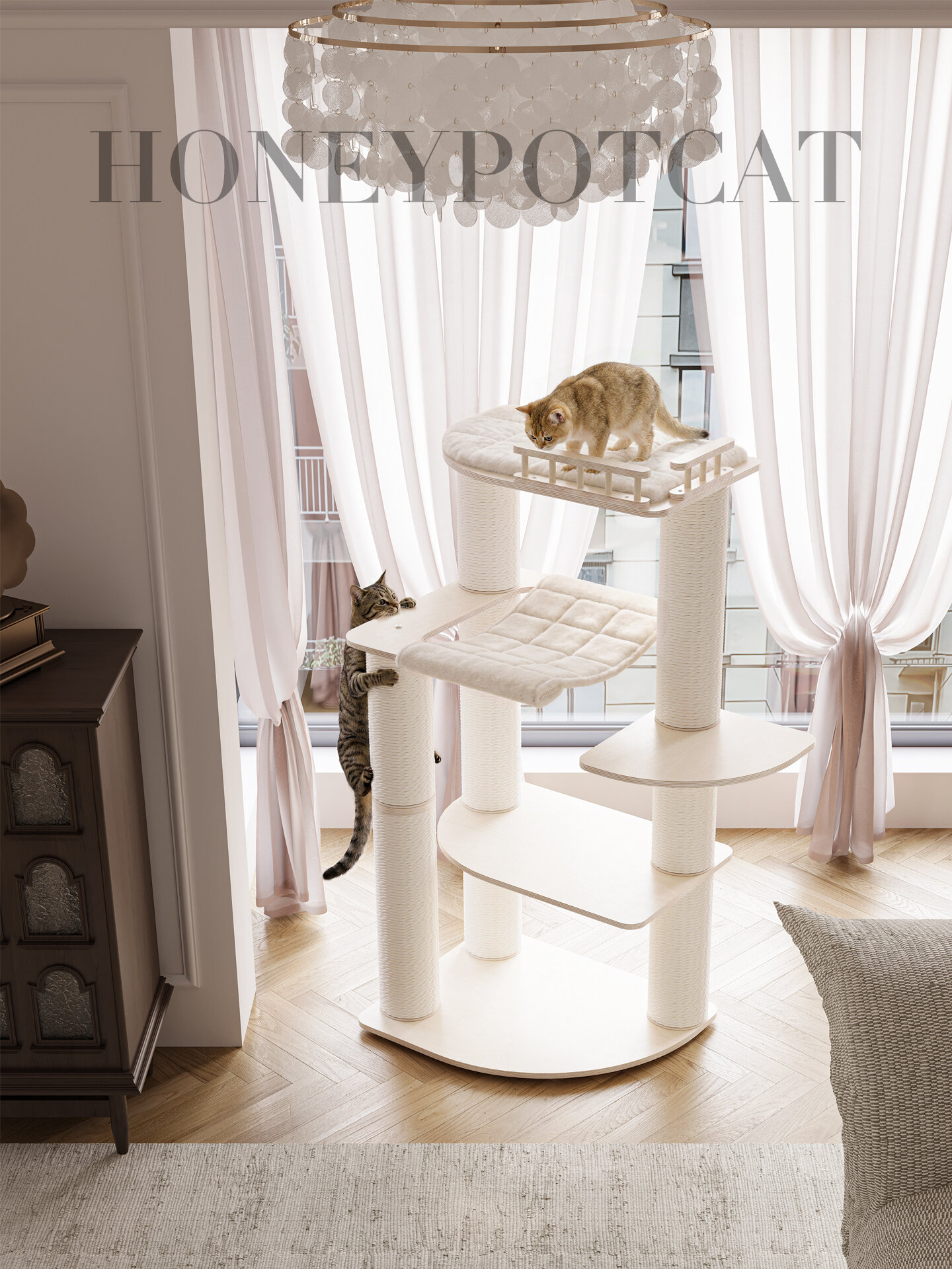 อาหารและอุปกรณ์สัตว์เลี้ยง Honeypot Cat แมวฮันนี่พอท | ต้นไม้แมวหลายระดับสำหรับแมวขนาดใหญ่ในครัวเรือนสำหรับทุกฤดูกาล ราคา 10,677 บาท*ส่งฟรี