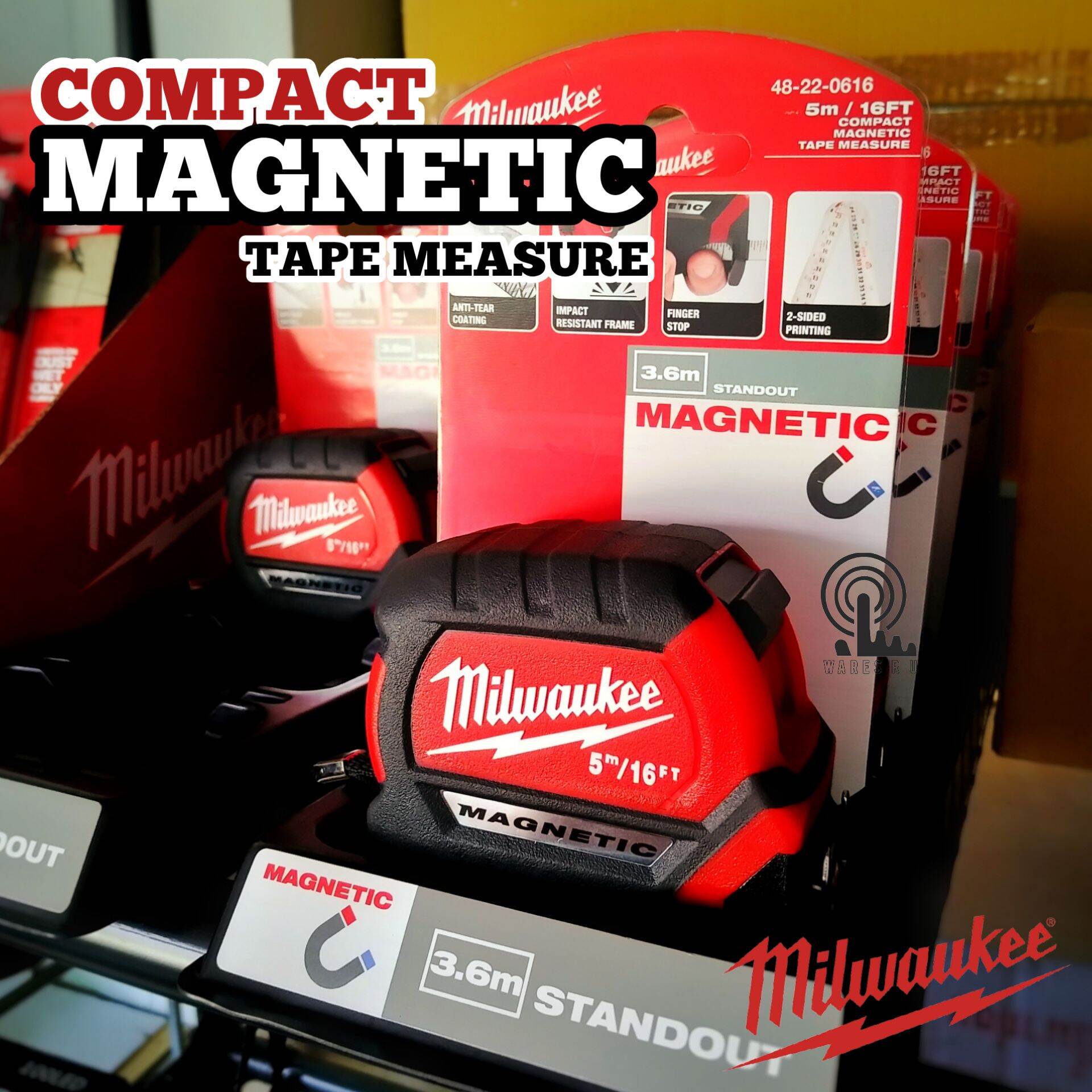 ตลับเมตร MILWAUKEE รุ่น COMPACT MAGNETIC 5M/16FT, 8M/26FT