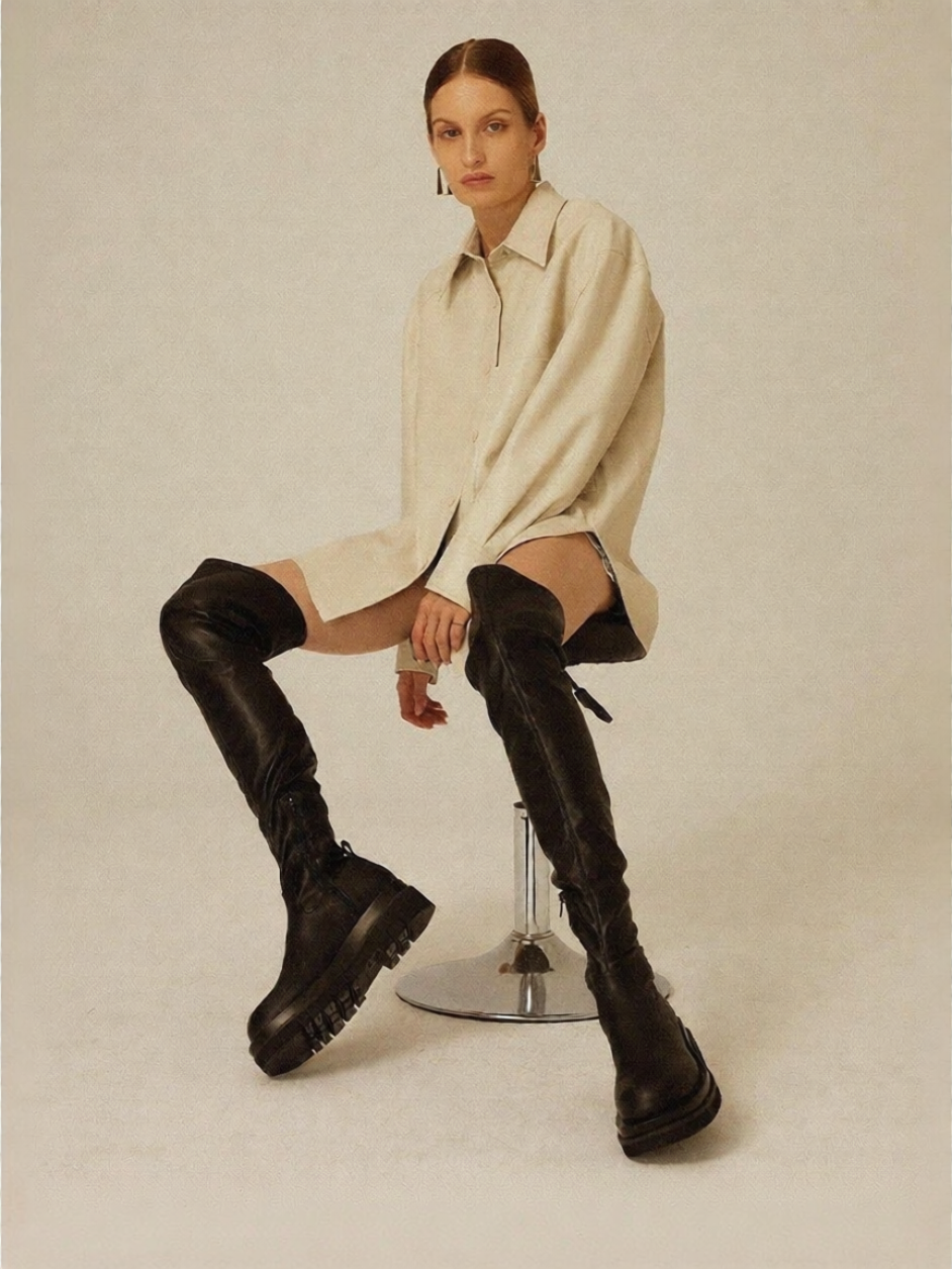 Tony Bianco | Elastic Over-the-Knee Boots with Thick Sole ราคา 5,956 บาท*ส่งฟรี