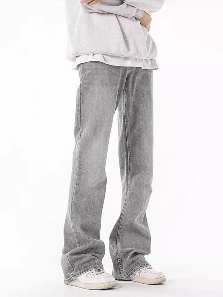 saferido masc outfits Spring and Autumn American Retro Cleanfit Washed Vintage Wide-Leg Daddy Mop Straight Jeans for Men