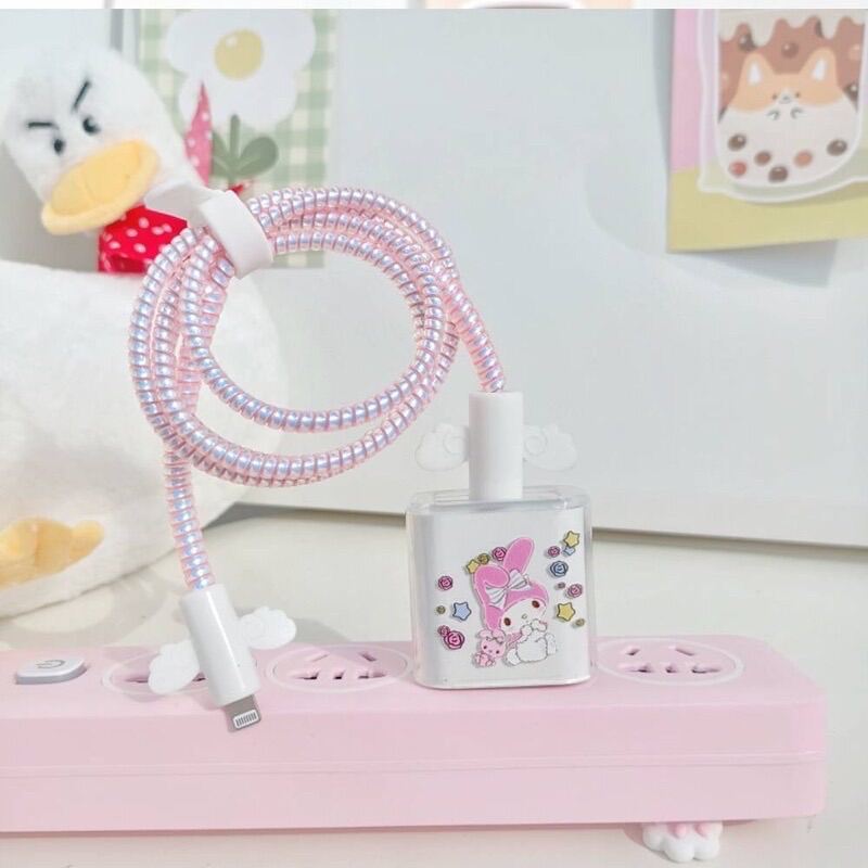 ?พร้อมส่ง?Appleชุดถนอมสายชาร์จลายการ์ตูนน่ารัก/เคสTPUหัวชาร์จ5Wกับ18W/20W