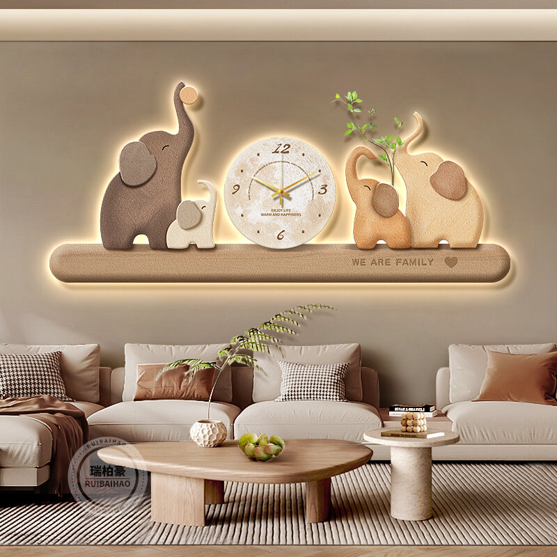 RUIBAHAO | Wabi-sabi Style Wall Decor with Clock Elephant Background ราคา 4,113 บาท*ส่งฟรี