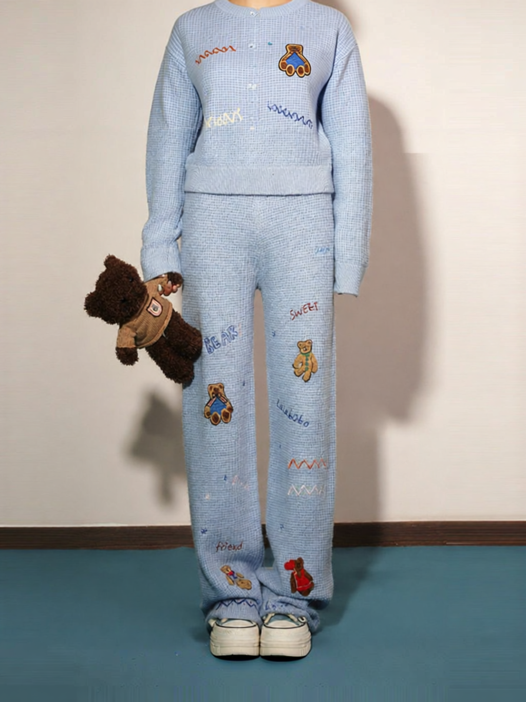LALABOBO | Relaxed Fit Blue Knit Pants ราคา 6,495 บาท*ส่งฟรี