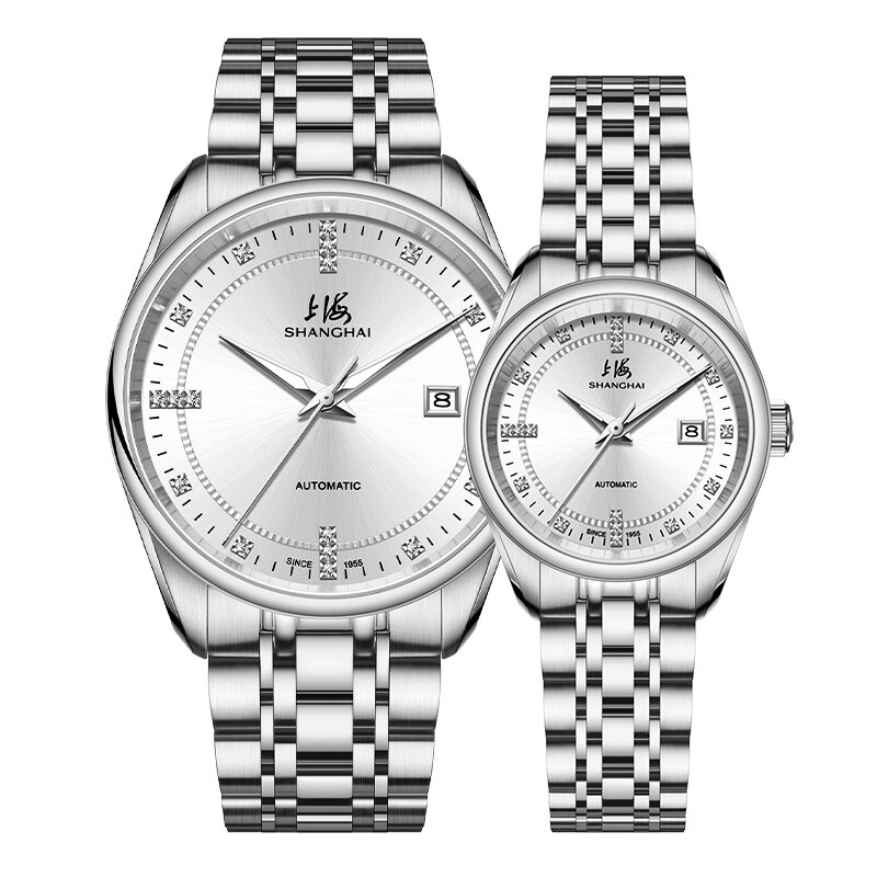 Shanghai | Valentine's Day Gift Official Shanghai Automatic Mechanical Couple's Watch Domestic Luminous Wristwatch 3007 Fashionable Calendar Display ราคา 14,598 บาท*ส่งฟรี