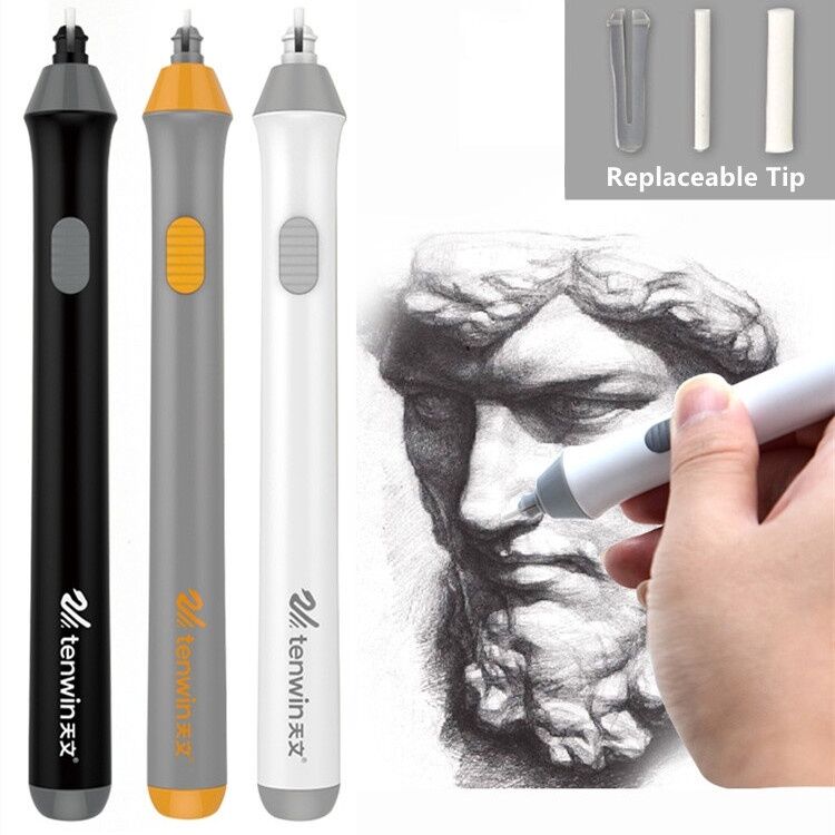 Tenwin Electric Eraser Kit with 16 Eraser Refills Rechargeable Pencil Eraser One-Button Control Christmas Gift Stationery Supplies for School Students