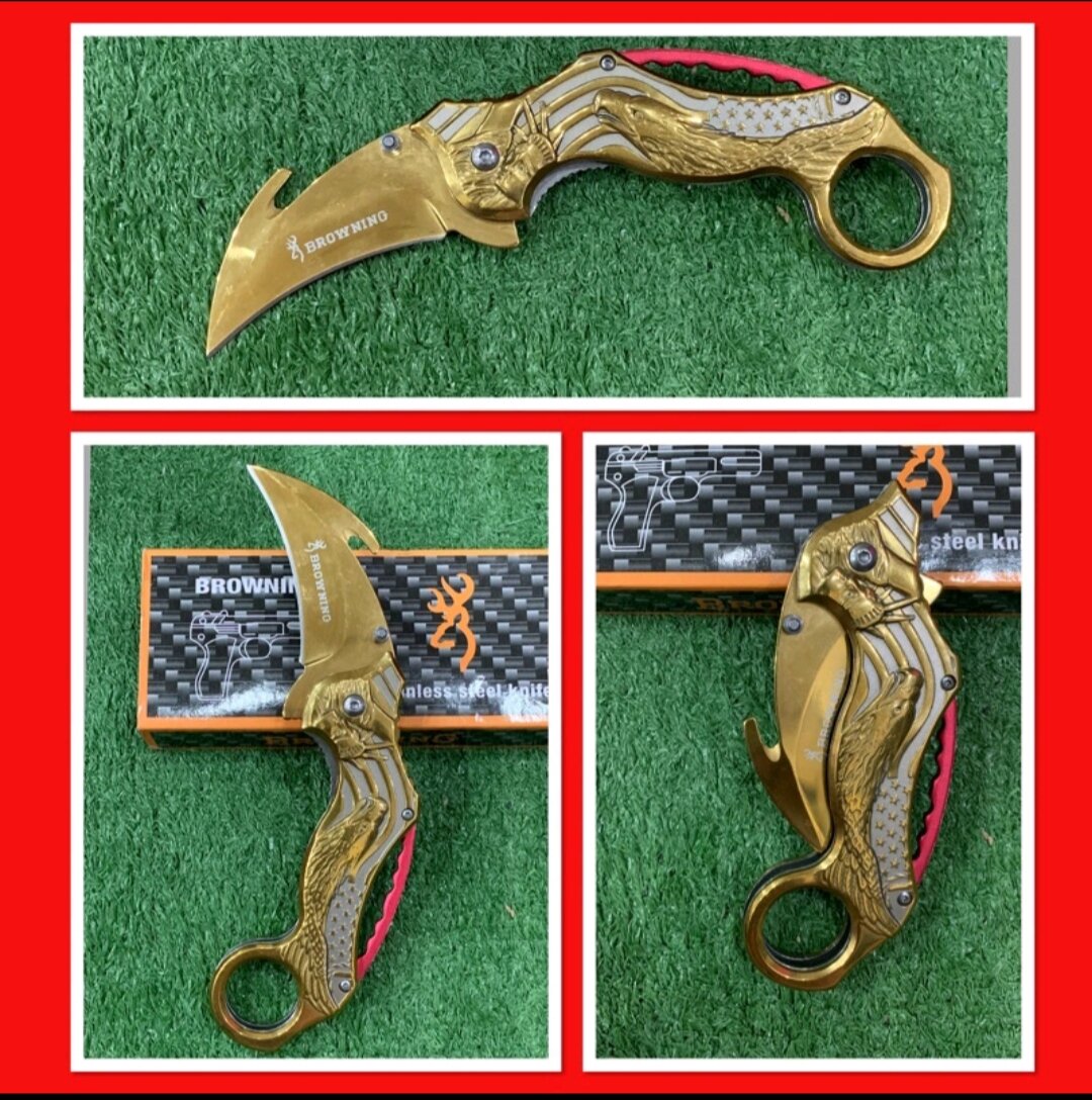 มีดพับ มีดคารัมบิต Browning Karambit Knife สีทอง มีที่เหน็บ สินค้าพร้อม ...