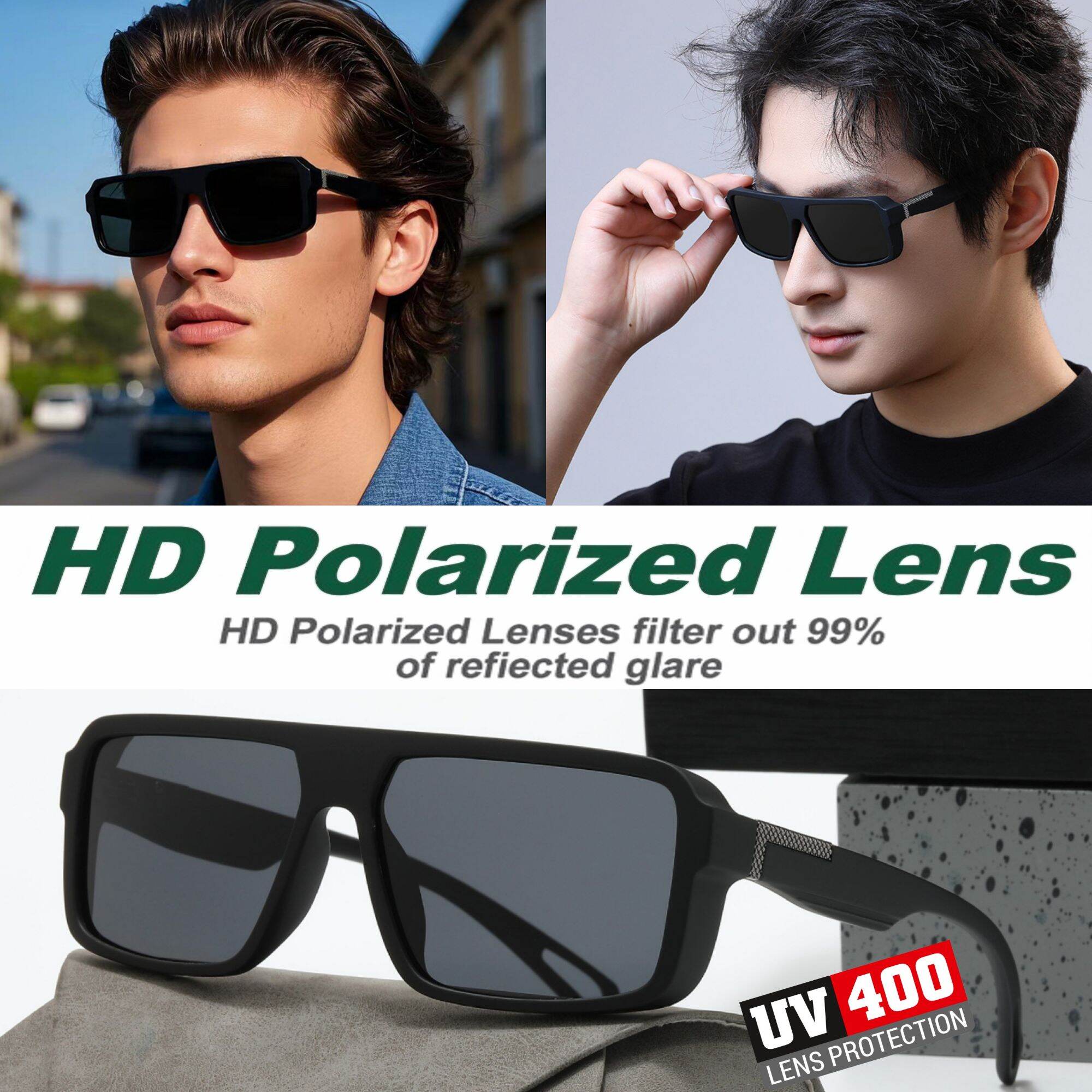 แว่นกันแดดผู้ชายเลนส์โพลาไรซ์ (Polarized) +แว่นกัน UV400 กันแสงสะท้อน ใส่ขับรถ/ท่องเที่ยว/ทำกิจกรรมกลางแจ้ง ราคา  86 บาท*ส่งฟรี