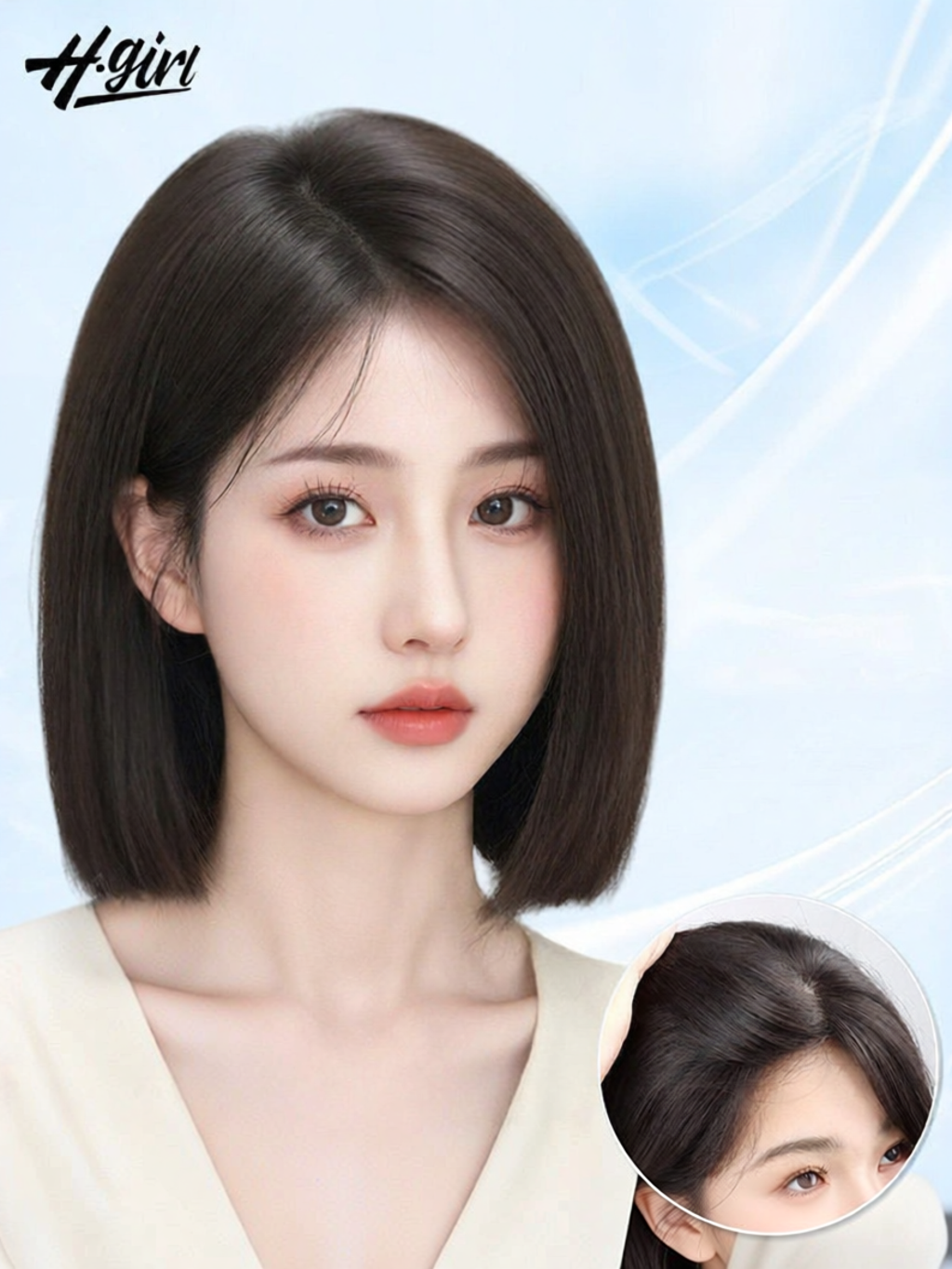 H.GIRL | Natural Lace Full Head Short Human Hair Wig ราคา 12,081 บาท*ส่งฟรี