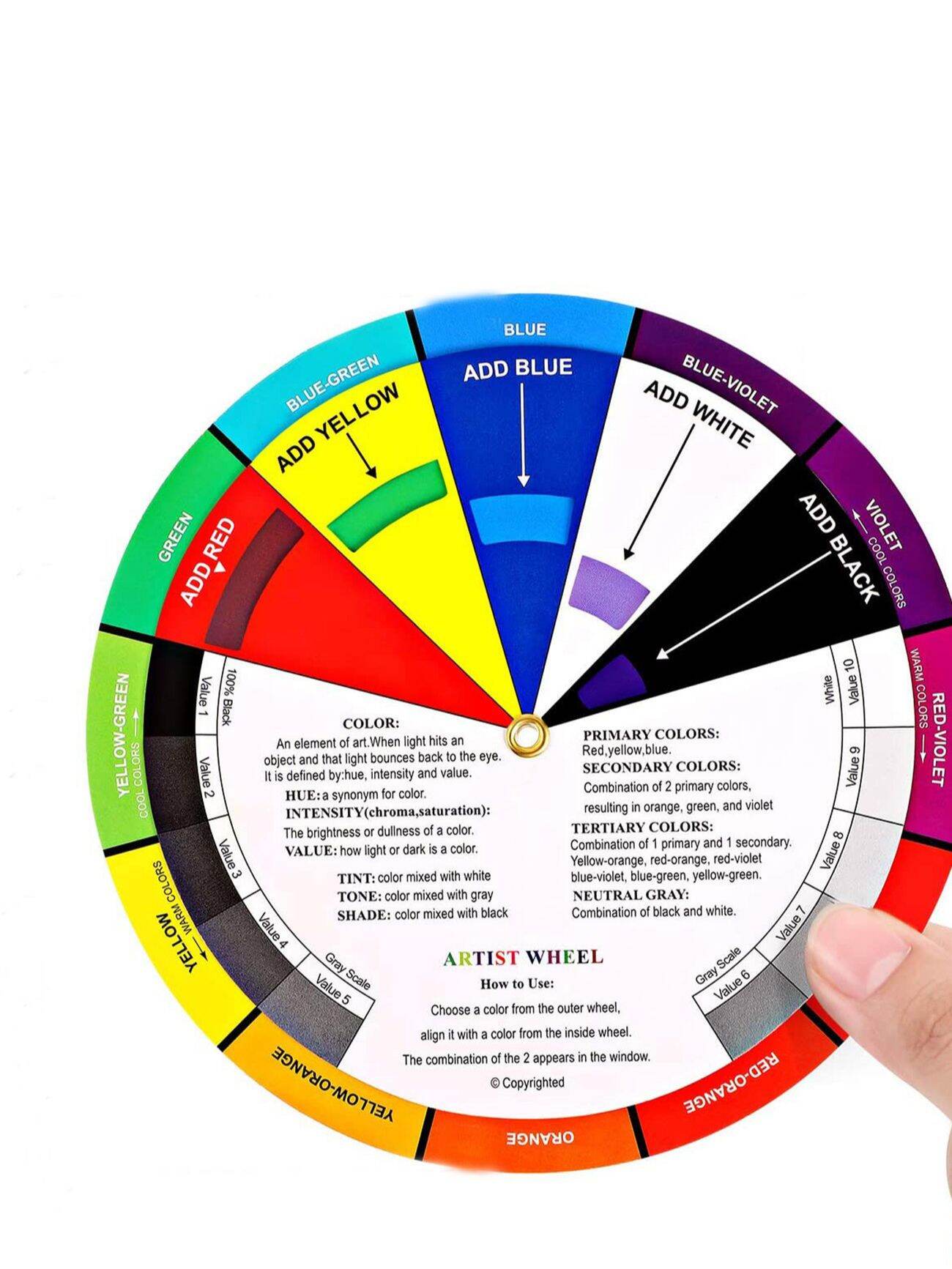 Bview Art Color Mixing Wheel สําหรับศิลปินและคู่มือการเรียนรู้ของโรงเรียน เครื่องมือการสอนระดับศิลปะ