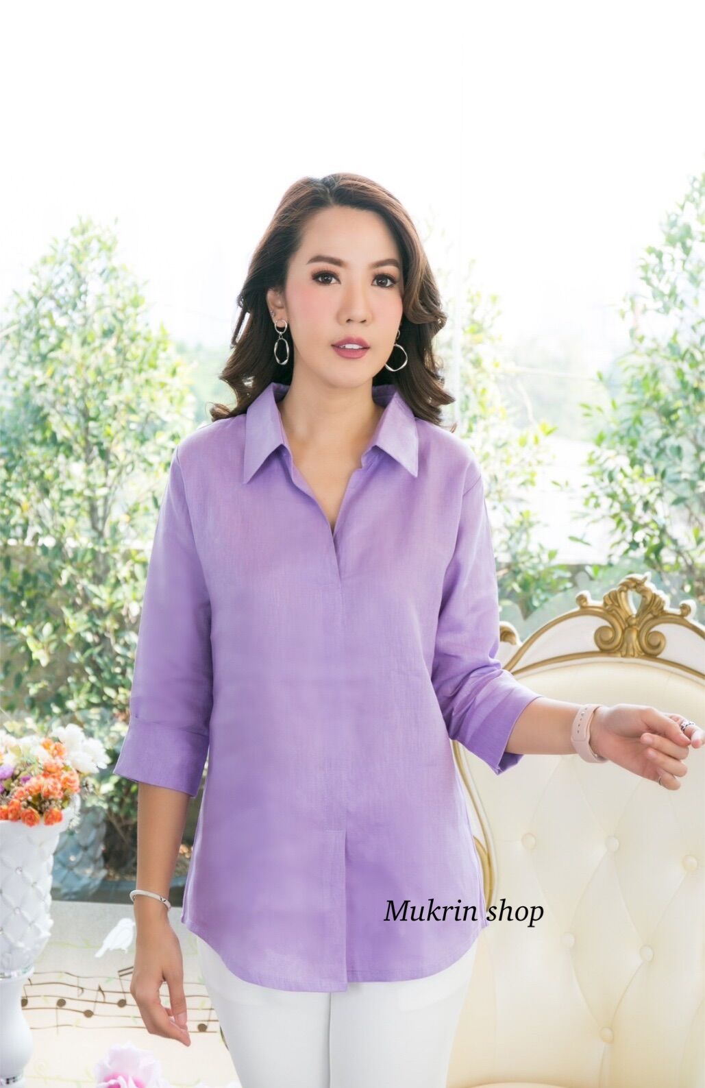 เสื้อลินินแท้100% คอปกโปโล ทรงสวย เรียบหรูดูดี ราคา 654 บาท*ส่งฟรี
