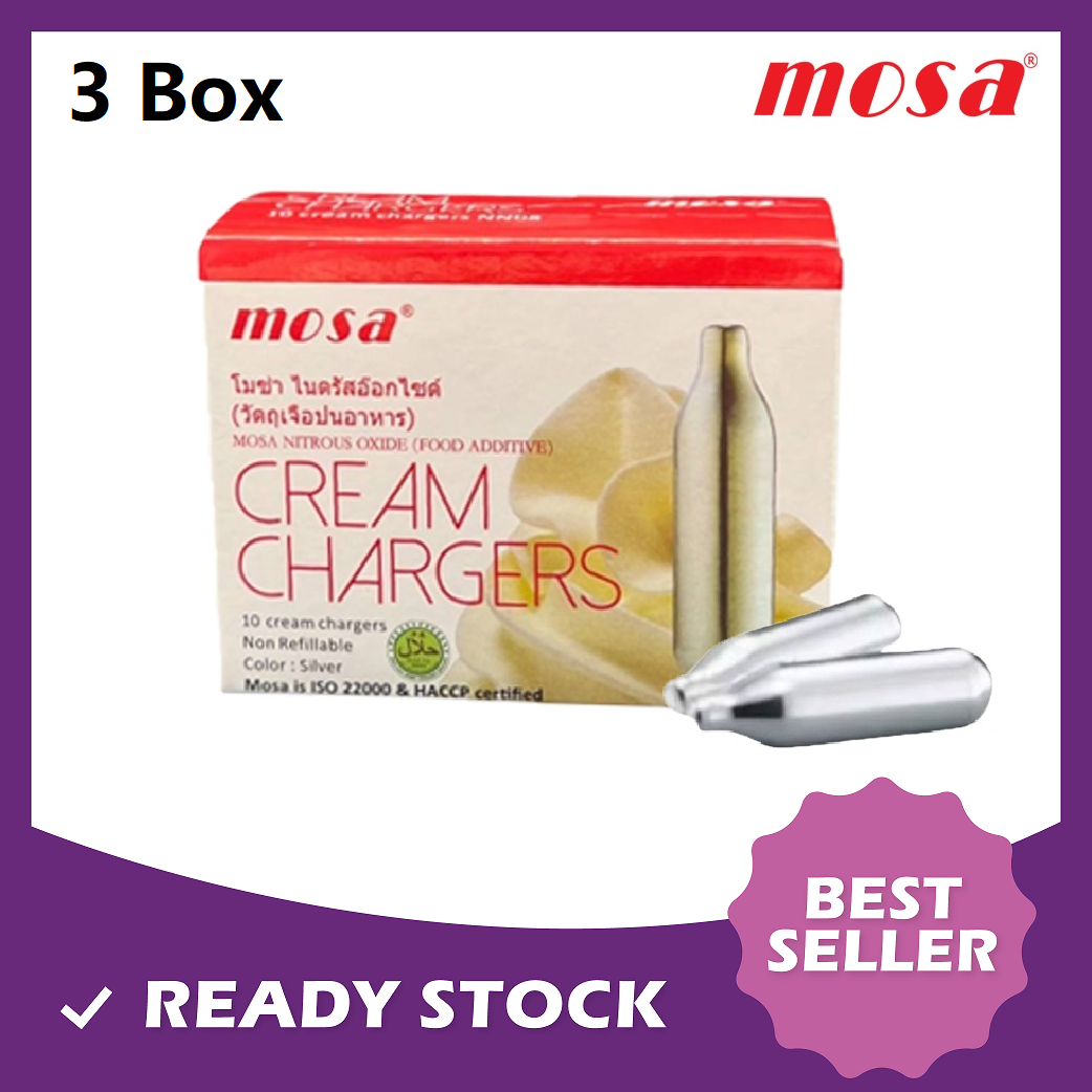 🔥ส่งเร็ว🔥 แก๊สวิปครีม MOSA Cream Chargers หลอดแก๊สวิปครีม 3กล่อง/ 30 หลอด ราคา 261 บาท*ส่งฟรี