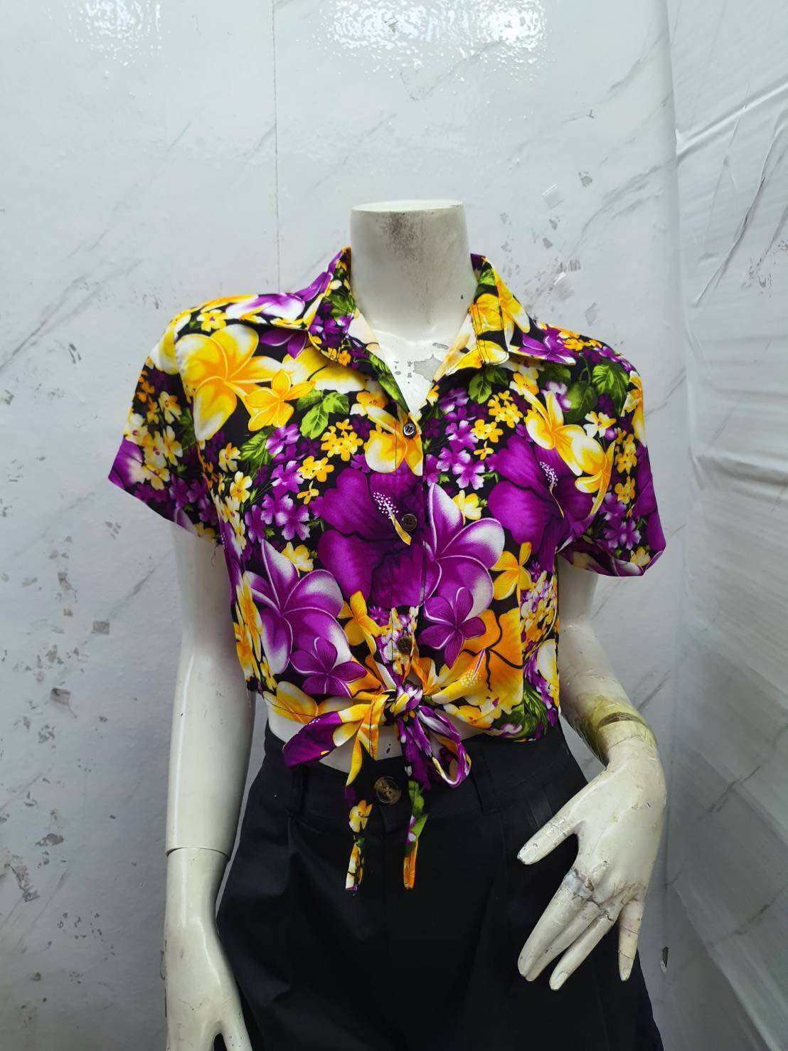 Hw#82เสื้อสงกรานต์เสื้อลายดอกสปัน เสื้อแฟชั่น ราคา 98 บาท*ส่งฟรี