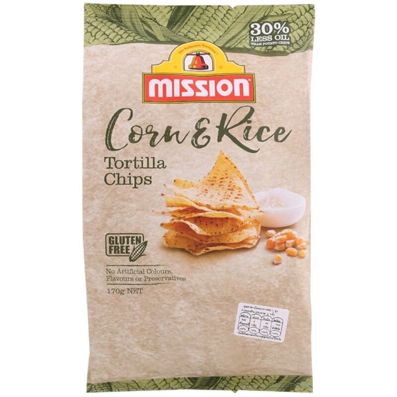 มิสชั่น ตอติญาทอดกรอบรสข้าวโพดกับผัก Mission Tortilla Chip Corn & Rice