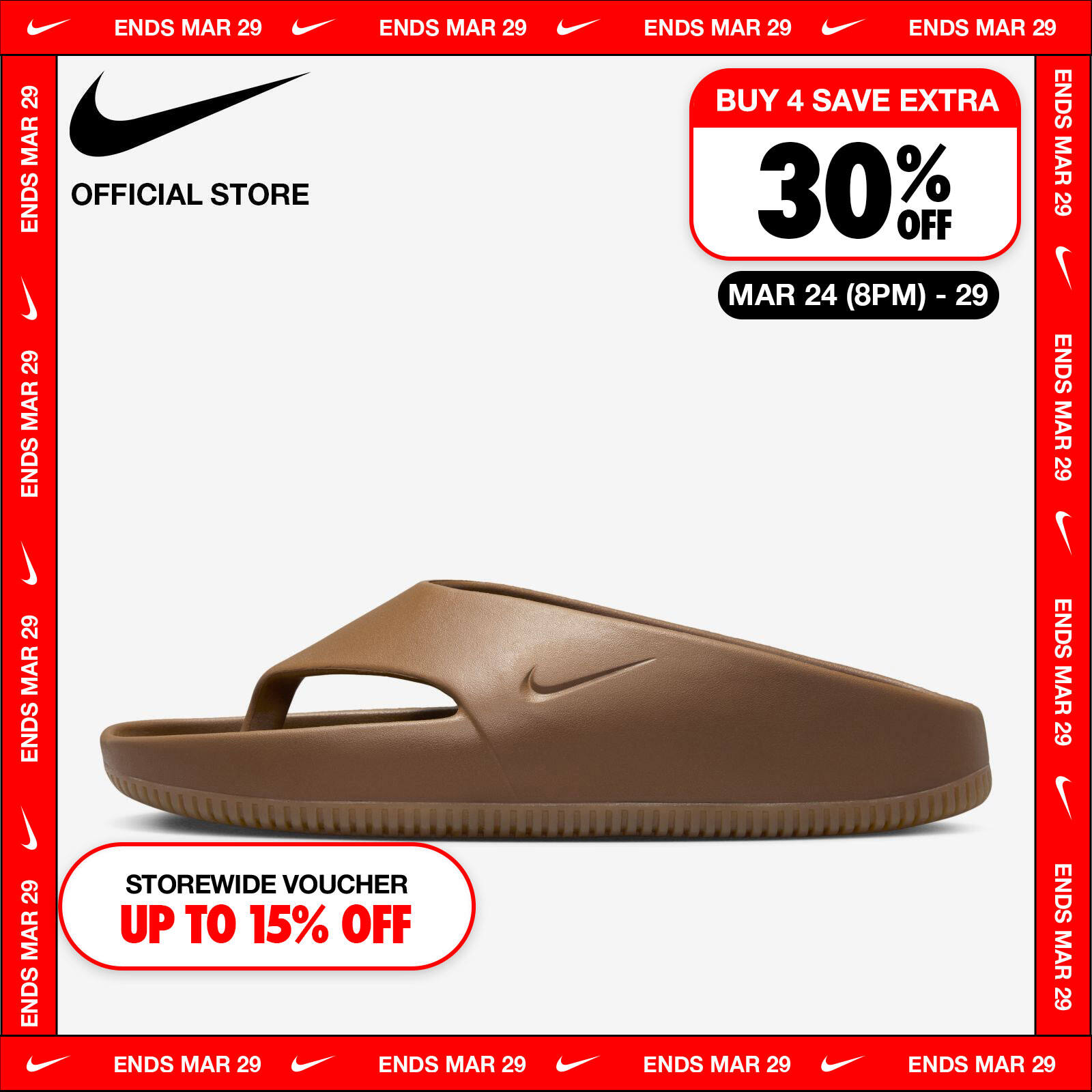 Nike Men's Calm Flip Flop Shoes - Lt British Tan ไนกี้ รองเท้าแตะผู้ชาย Calm - สีไลท์บริทิชแทน ราคา 1,800 บาท*ส่งฟรี