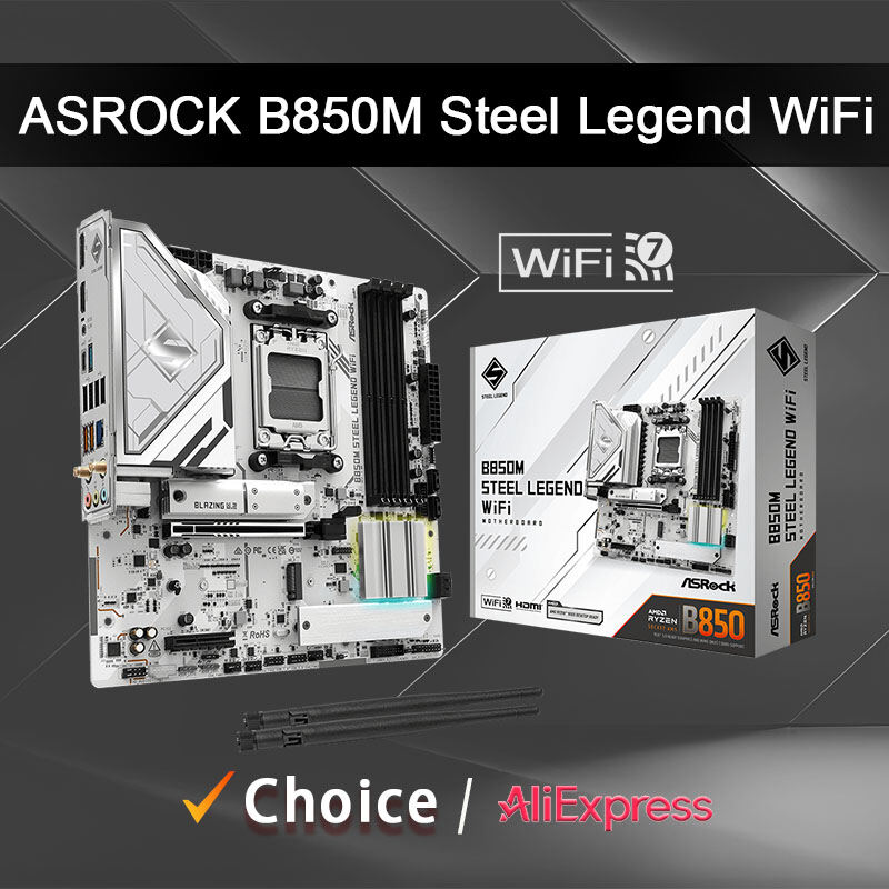 ASRock | เมนบอร์ด ASROCK รุ่นใหม่ B850M STEEL LEGEND WIFI AMD B850 Micro ATX รองรับซีพียู AMD Ryzen 9000 8000 7000 ซีรีส์ ซ็อกเก็ต AM5 ราคา 9,752 บาท*ส่งฟรี