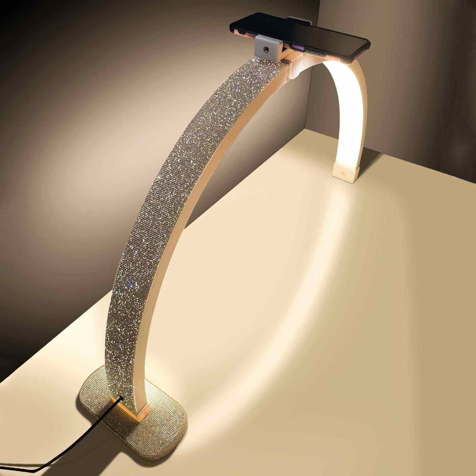 Modern Minimalist Manicure Desk Lamp Work Lighting Half-Moon Shape Eye-Protection Diamond-Studded Table Lamp LED Light ราคา 4,227 บาท*ส่งฟรี