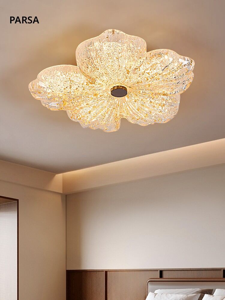 PARSA | New Luxury Gold Foil Flower Bedroom Ceiling Light ราคา 3,188 บาท*ส่งฟรี