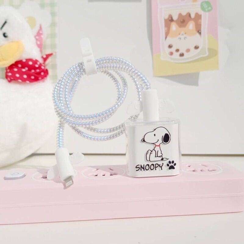 ?พร้อมส่ง?Appleชุดถนอมสายชาร์จลายการ์ตูนน่ารัก/เคสTPUหัวชาร์จ5Wกับ18W/20W