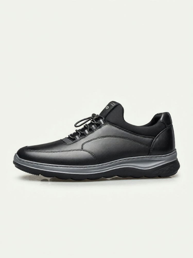 Zero | Men's Fashion Sneakers Black Genuine Leather Thick Sole ราคา 8,092 บาท*ส่งฟรี