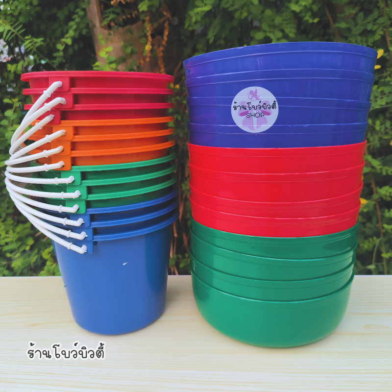 ขันน้ำ ถังน้ำ เล่นสงกรานต์ ยกโหล12ใบ คละสี ราคา 98 บาท*ส่งฟรี