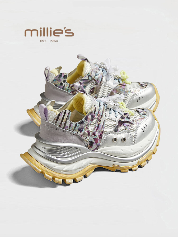 MILLIE'S | Summer New Thick Sole Dad Style Breathable Inner Increased Women's Sneakers ราคา 9,796 บาท*ส่งฟรี
