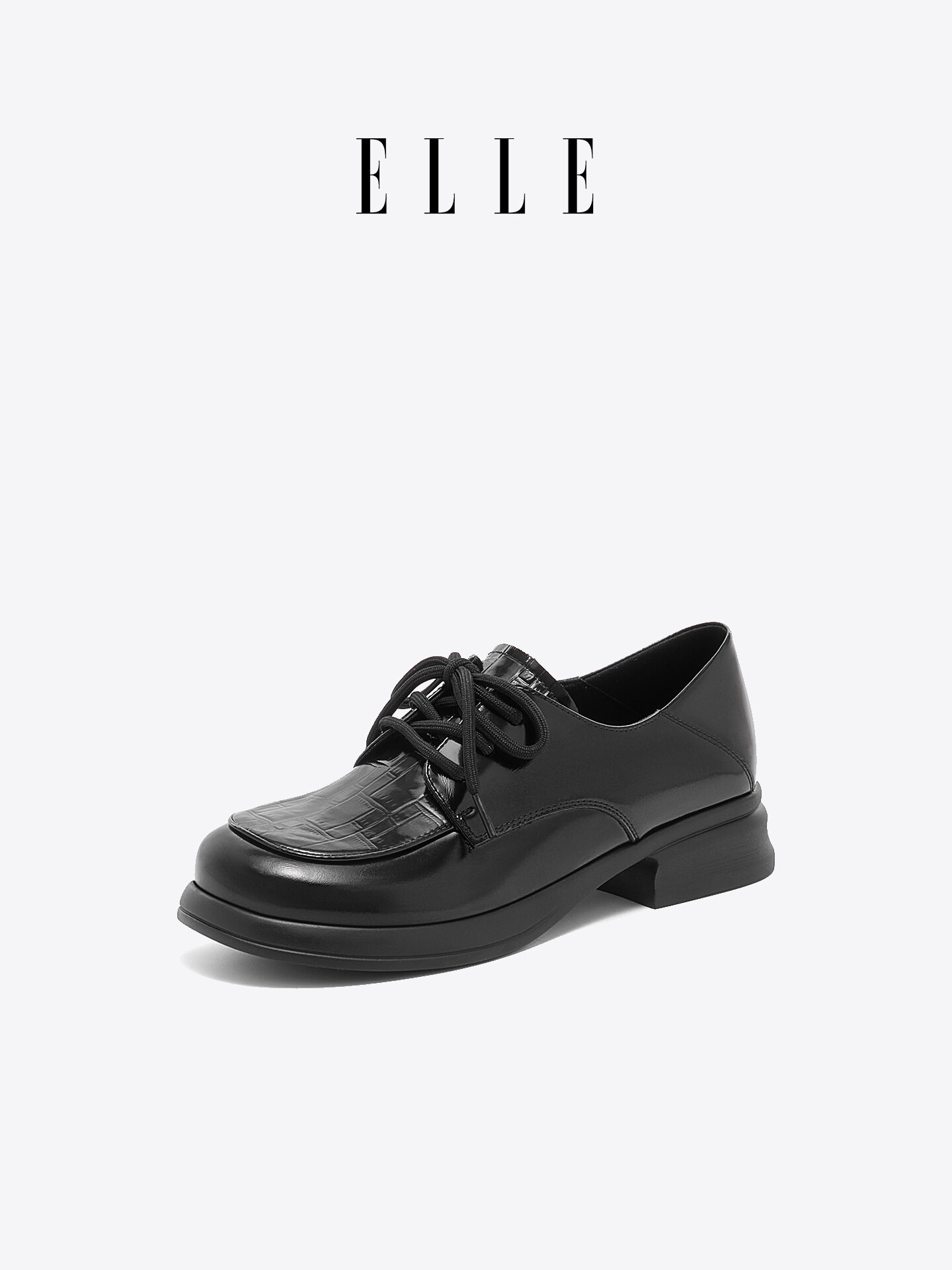 Elle | Genuine Leather Loafers for Women Thick Heels Elevating ราคา 3,933 บาท*ส่งฟรี