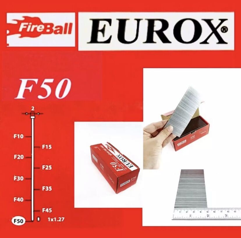 EUROX F50 ลูกแม็ก ยิงไม้ ขาเดี่ยว ตะปูยิงไม้ ตะปูลม กล่องละ 5000 นัด