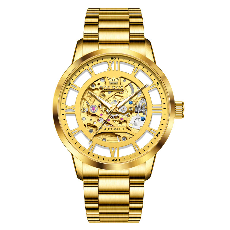OLEVS | Men Gold Skeleton Watch Waterproof ราคา 3,246 บาท*ส่งฟรี
