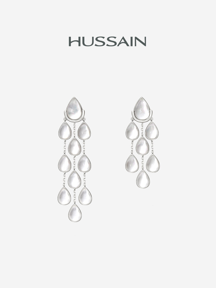 HUSSAIN | Water Drop Asymmetrical Long Tassel Earrings ราคา 9,508 บาท*ส่งฟรี