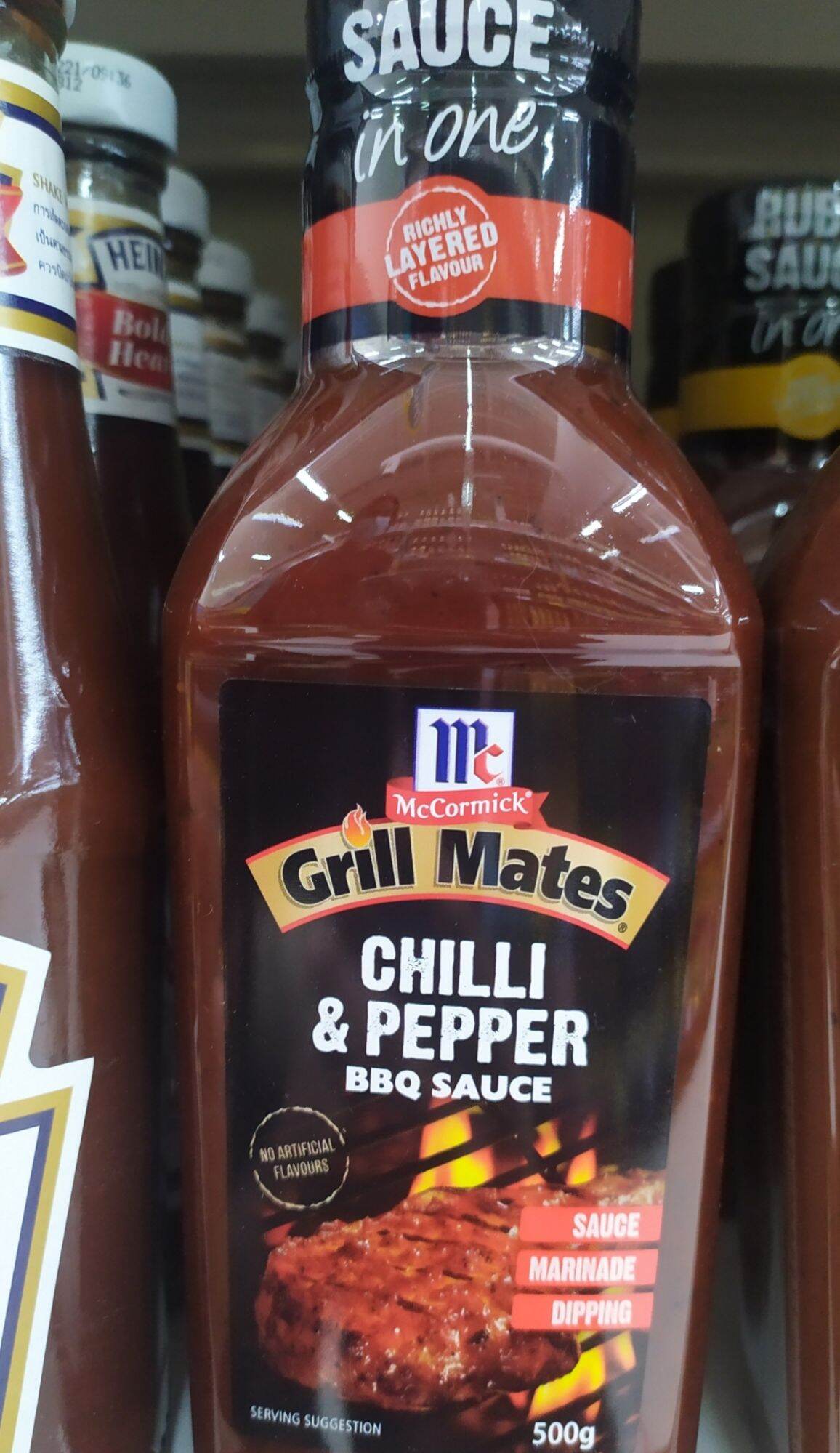 Grill Mates Chilli & Pepper BBQ Sauce 500gแม็คคอร์มิค บาร์บีคิวชิลลี่ เปปเปอร์