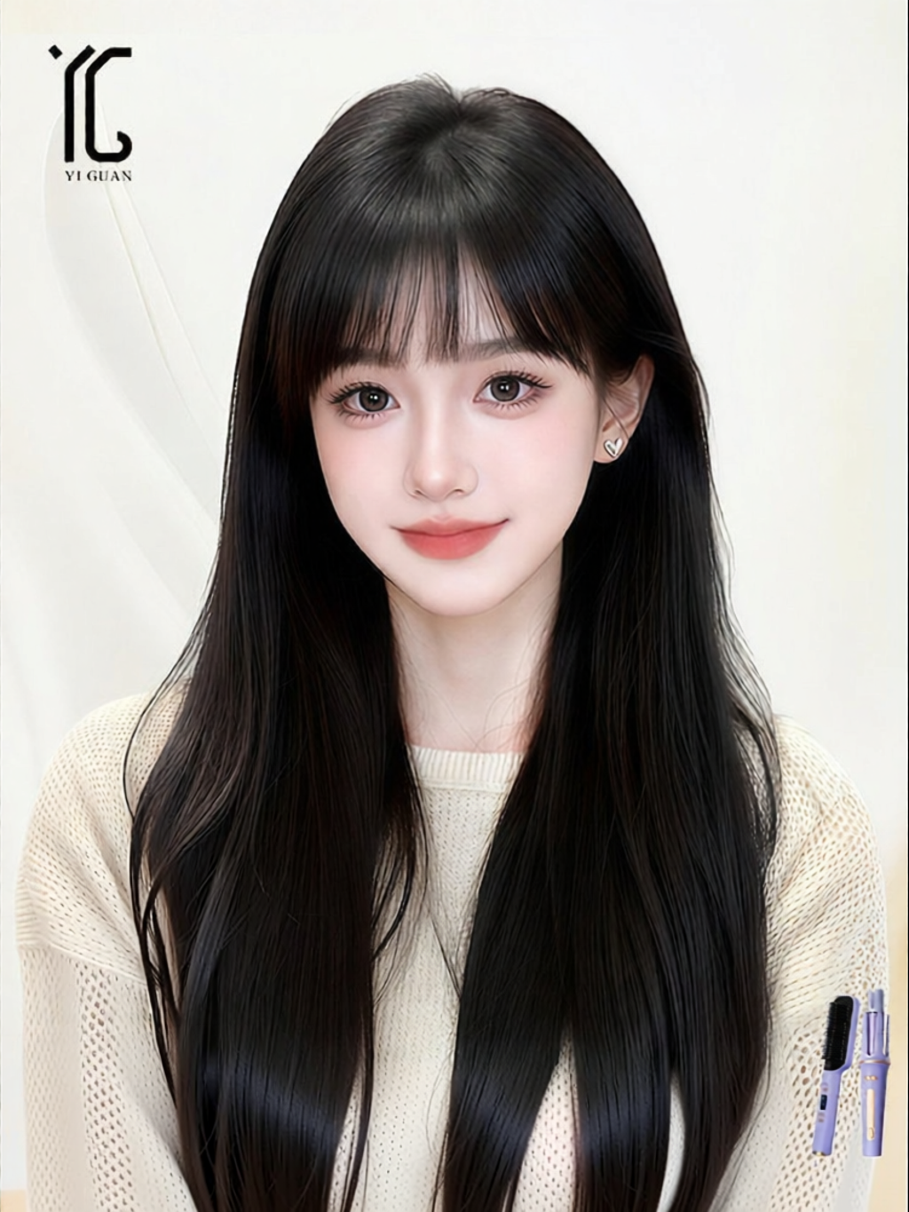 Female Black Long Straight Human Hair Wig with Air Bangs Natural Seamless Nanoneedle 1pcs ราคา 39,538 บาท*ส่งฟรี