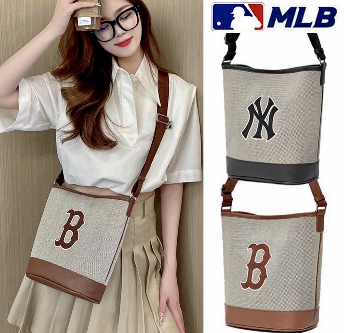 MLB Basic Big Logo Canvas Bucket Bag 3,300฿