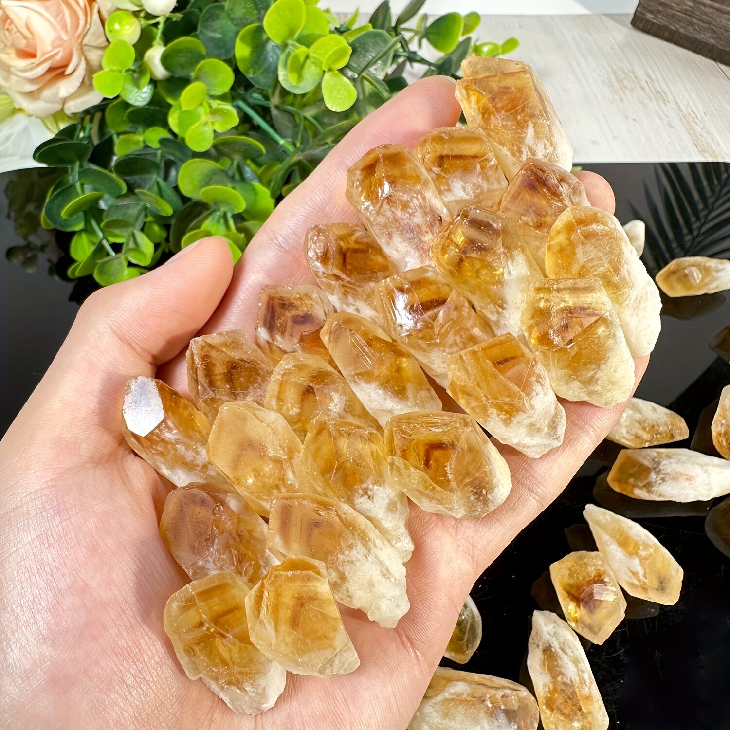 ธรรมชาติ Citrine Toothstone ดิบหินเดี่ยวคริสตัล Chakra Healing อัญมณี Reiki สมาธิโยคะหินแร่ตัวอย่าง