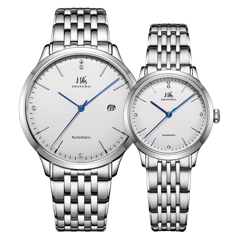 Shanghai | Couple's Watches Shanghai Diamond Automatic Mechanical Date Men's Women's Fashionable Round Face Synthetic Sapphire Lens ราคา 15,052 บาท*ส่งฟรี
