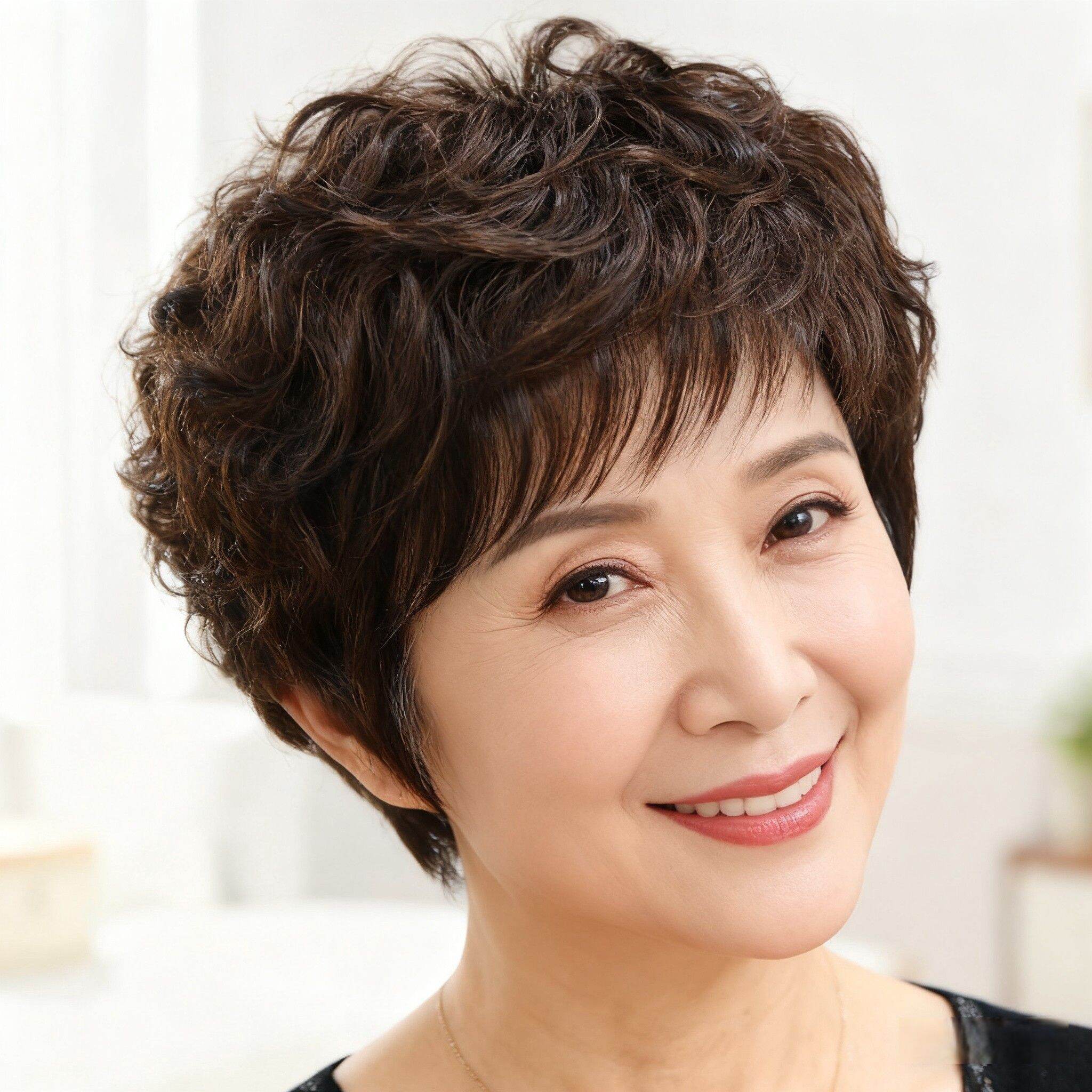 MONLEYTA | Short Curly Real Human Hair Wig for Middle-aged and Elderly Women ราคา 5,211 บาท*ส่งฟรี