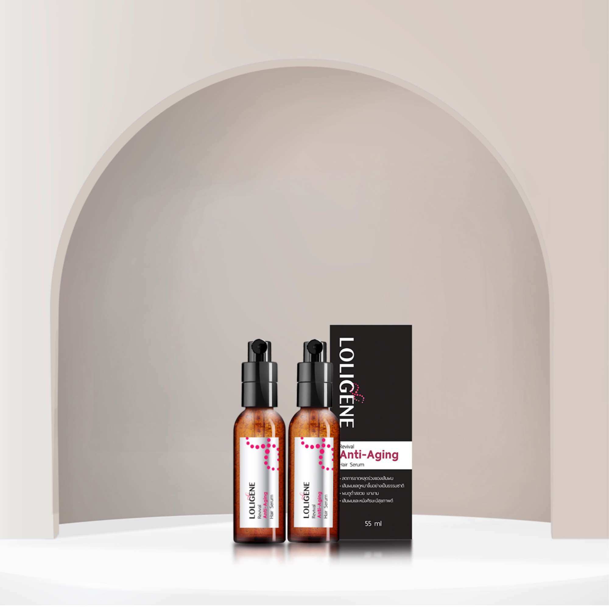 (2 Bottles) Loligene Revival Anti-Aging Hair Serum, Serum to Reduce Hair Loss, Accelerate Hair Growth, Delay Gray Hair, Pack of 2 Bottles. ราคา 1,450 บาท*ส่งฟรี