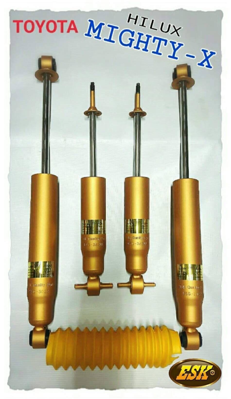 ESK โช๊ค​อัพ​เเก๊​ส​สีทอง​Toyota​ Hilux Mighty-X ตัวเตี้ย​คู่หน้า/หลัง ราคา 6,500 บาท*ส่งฟรี