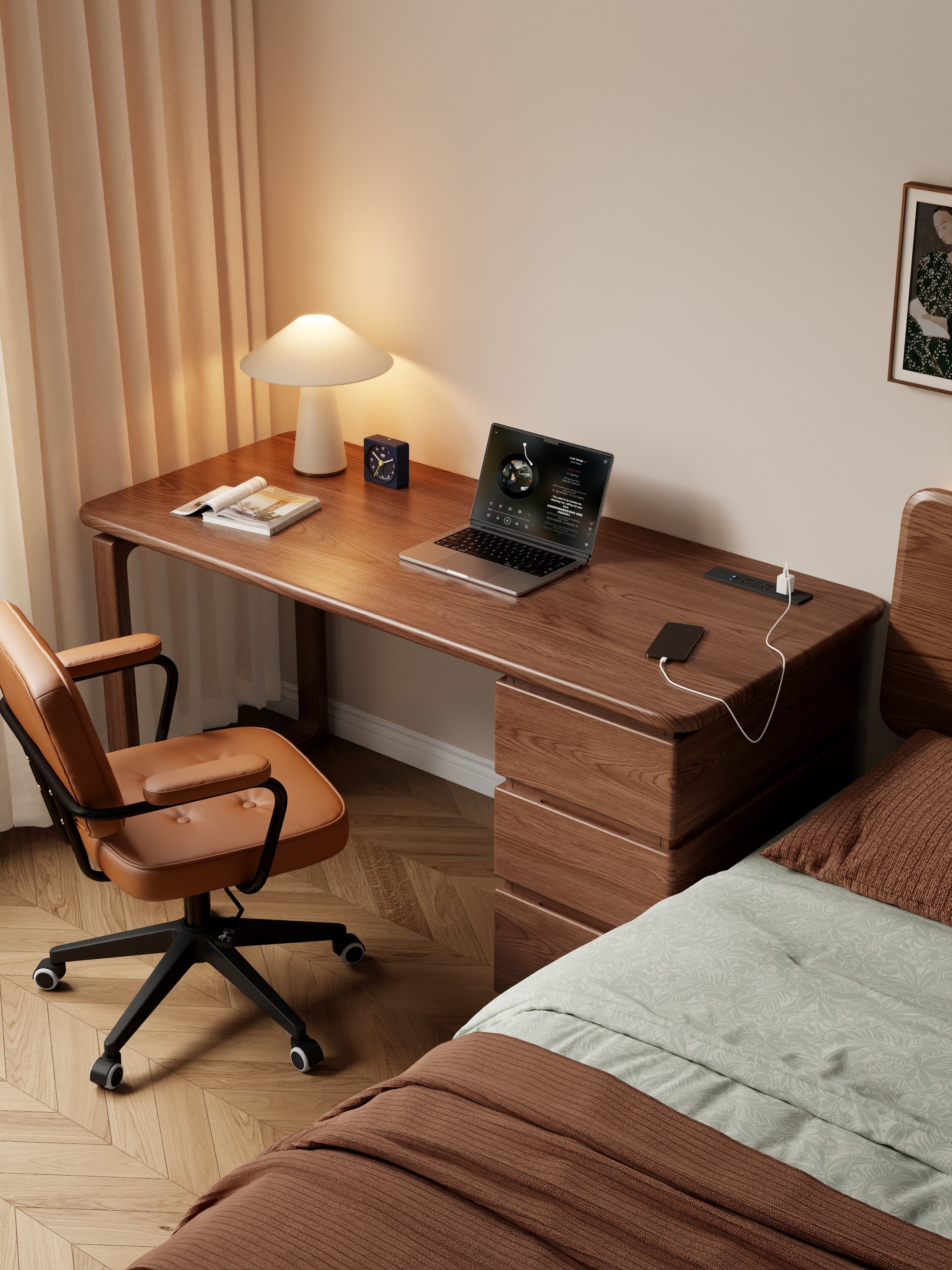 โต๊ะทำงาน โต๊ะคอมพิวเตอร์ Ergonomic DONGMU ไม้ พร้อมลิ้นชักเก็บของ ราคา 18,433 บาท*ส่งฟรี